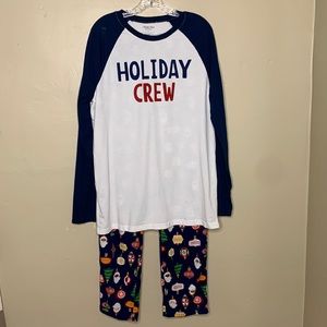 NORTH POLE Pajamas 2 Set “Holiday Crew” Festive Winter Snow Day Style Large